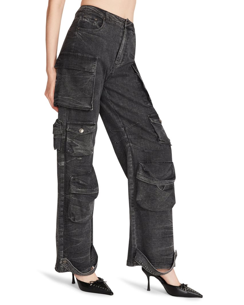 Black Steve Madden Brody Denim Women's Pants | PH 2195FO16